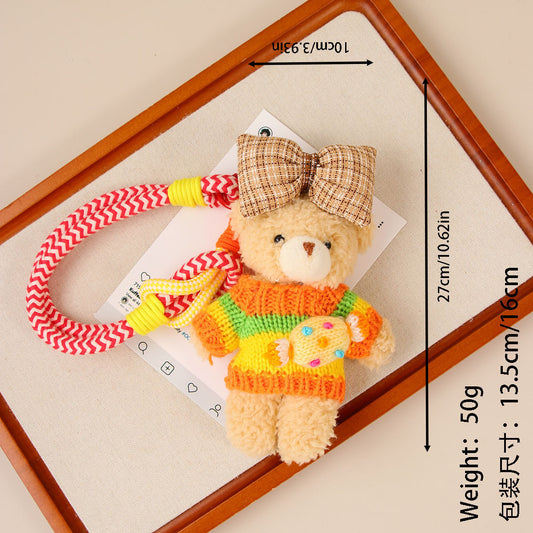 Bowtie Knit Sweater Teddy Bear (Khaki)