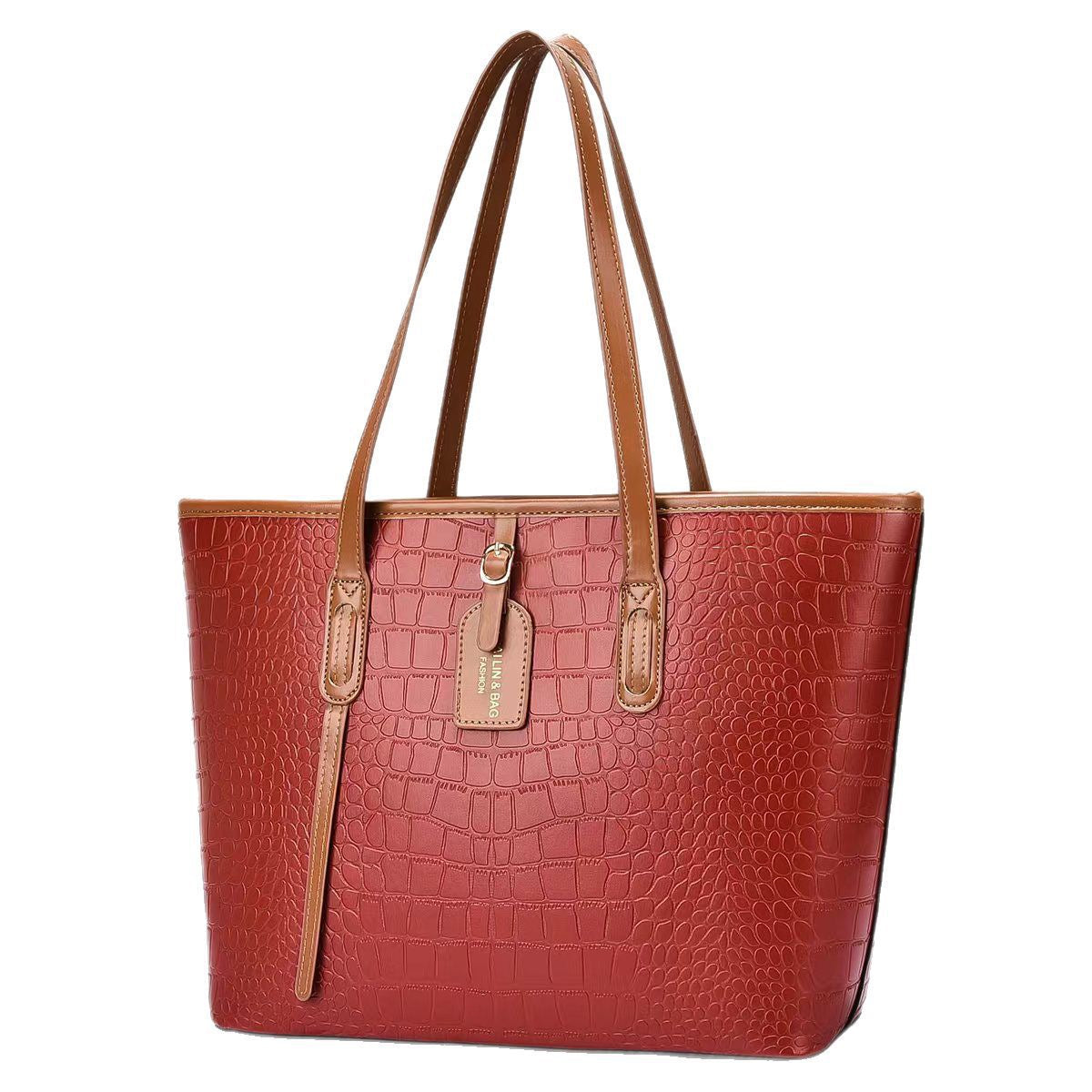 Croc-Effect PU Tote Bag – Large Women’s Shoulder Bag, Best-Selling Cross-Border Style
