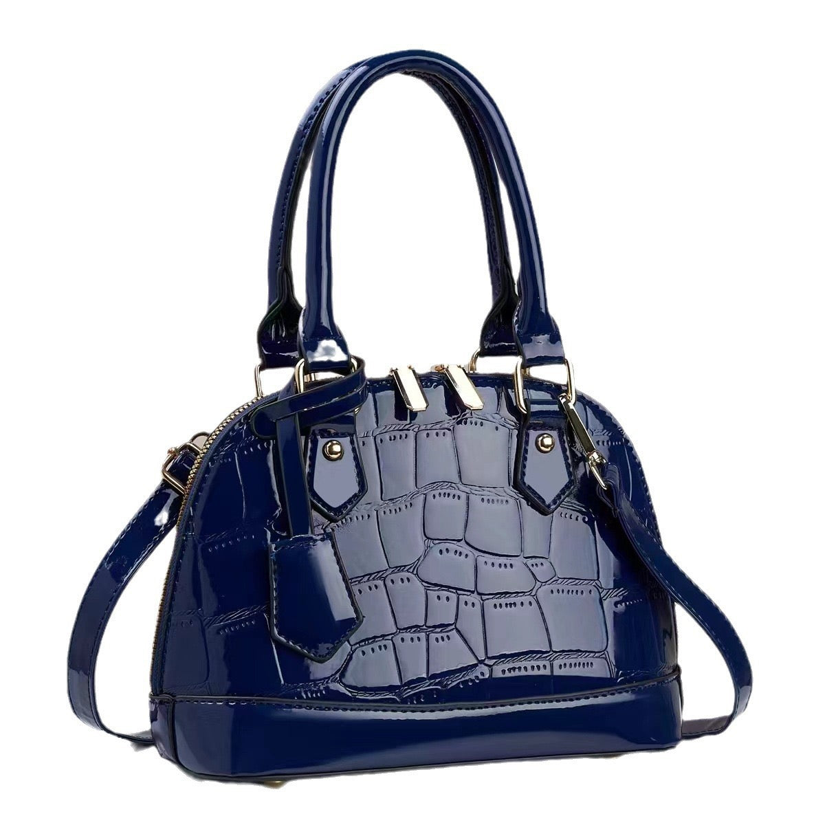 Stone-Effect Gloss Tote Bag – Stylish Large Shoulder Bag for Women